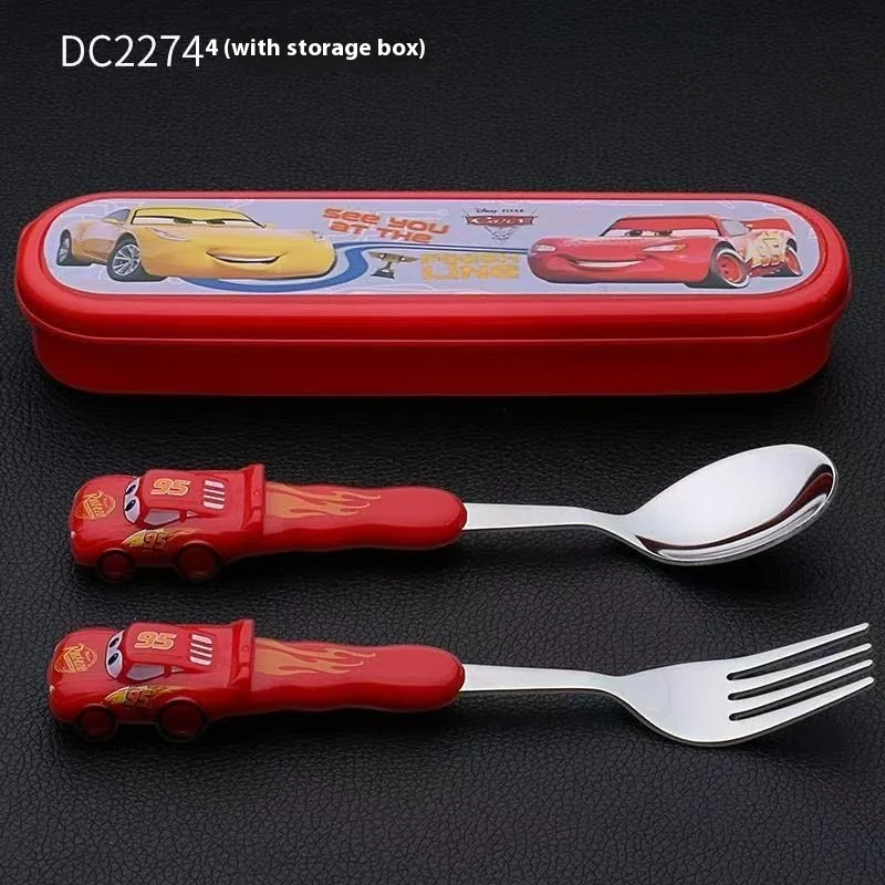 Set Sendok Garpu Mobil Lightning McQueen Baru, Peralatan Makan Stainless Steel yang Praktis, Produk Gaya Hidup Periferal Anime Kartun, Hadiah