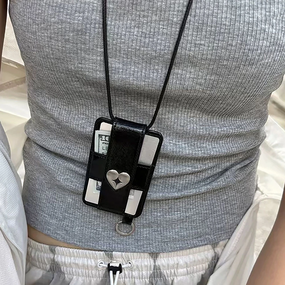 Heart PU Leather Car Key Chain Heart Shaped Lightweight Card Holder Multi-card Anti-magnetic Small Wallet Cash Coin Bag