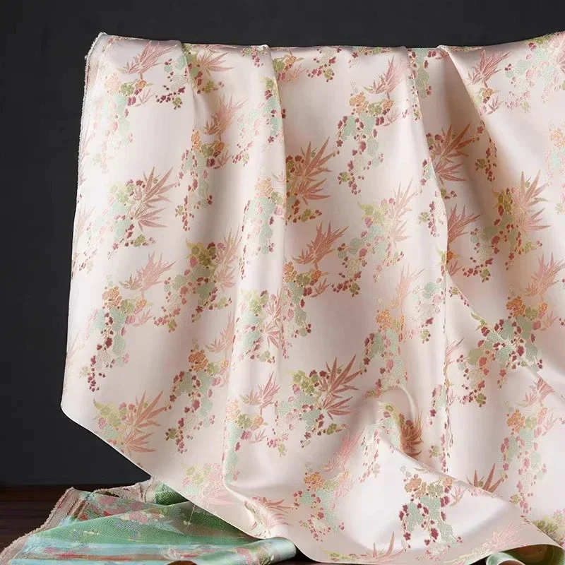 Pink Sweet Plant Flower Woven Brocade Jacquard Fabric Temperament Dress Chinese Qipao Jacket Drape Fabrics For Sewing