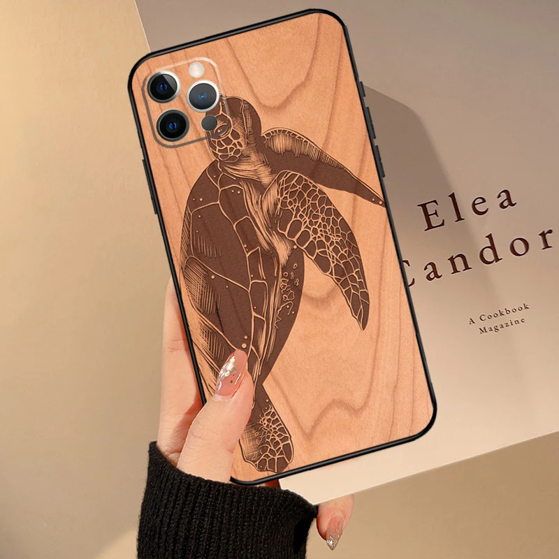 حافظة هاتف بنمط الخشب السلحفاة ، Funda لهاتف آيفون 15 14 13 12 11 Pro Max Mini 7 8 14 Plus SE 2020 2022 XS Max X XR