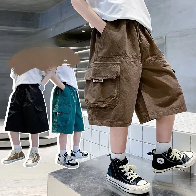 

2026 New Arrival Casual Teen Boy Cargo Shorts With Multi Pockets Age 5 6 7 8 9 10 11 12 13 14 Y Kids Child Summer Cotton Shorts