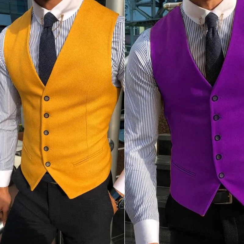 New Arrvial Men Vest Classic Cotton Blended Slim Fit Formal Suit Waistcoat  Vest Men Busoness