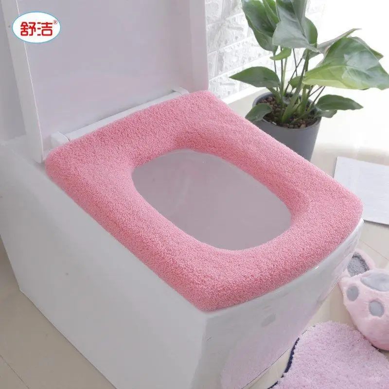 厚みのある正方形ユニバーサル便座カバー家庭用トイレマットプラッシュ便座カバーリングソフトで快適な便座クッション