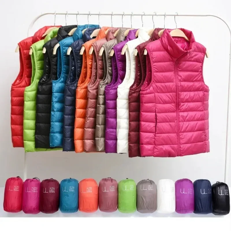 PB&ZA New 2024 Women Women Ultra Light Down Vests Slim Sleeveless Jacket Portable Girl Lightweight Windproof Waistcoat