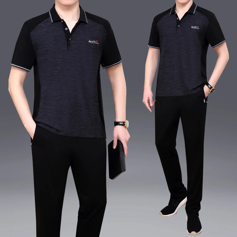 

Спортивный комплект одежды на День отца: футболка с коротким рукавом и повседневная одежда для мужчин среднего и старшего возраста, летний модный наряд для папы.