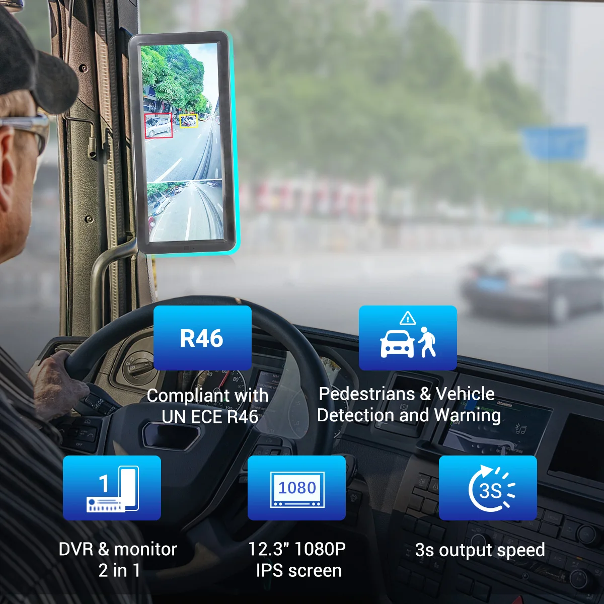 12.3 Inch HD Electronic Rearview Mirror System With 2 X AHD Inputs