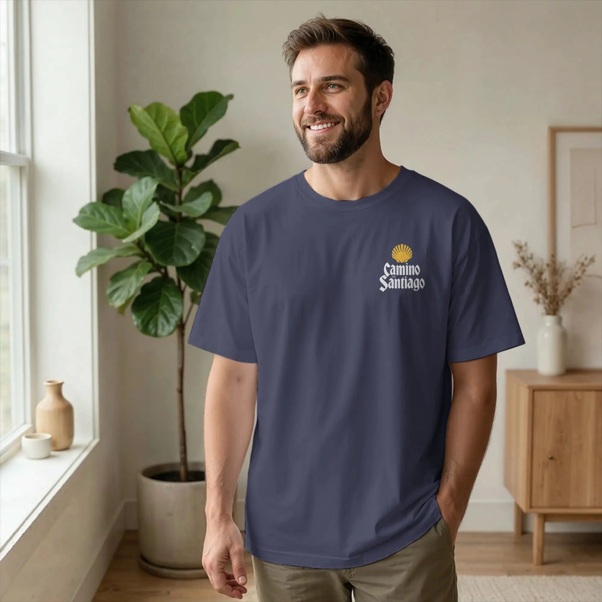 Men Camino de Santiago Hiking T Shirt Way of St. James Cotton merchandise Novelty Short Sleeve Round Neck Tees Plus Size T-Shirt