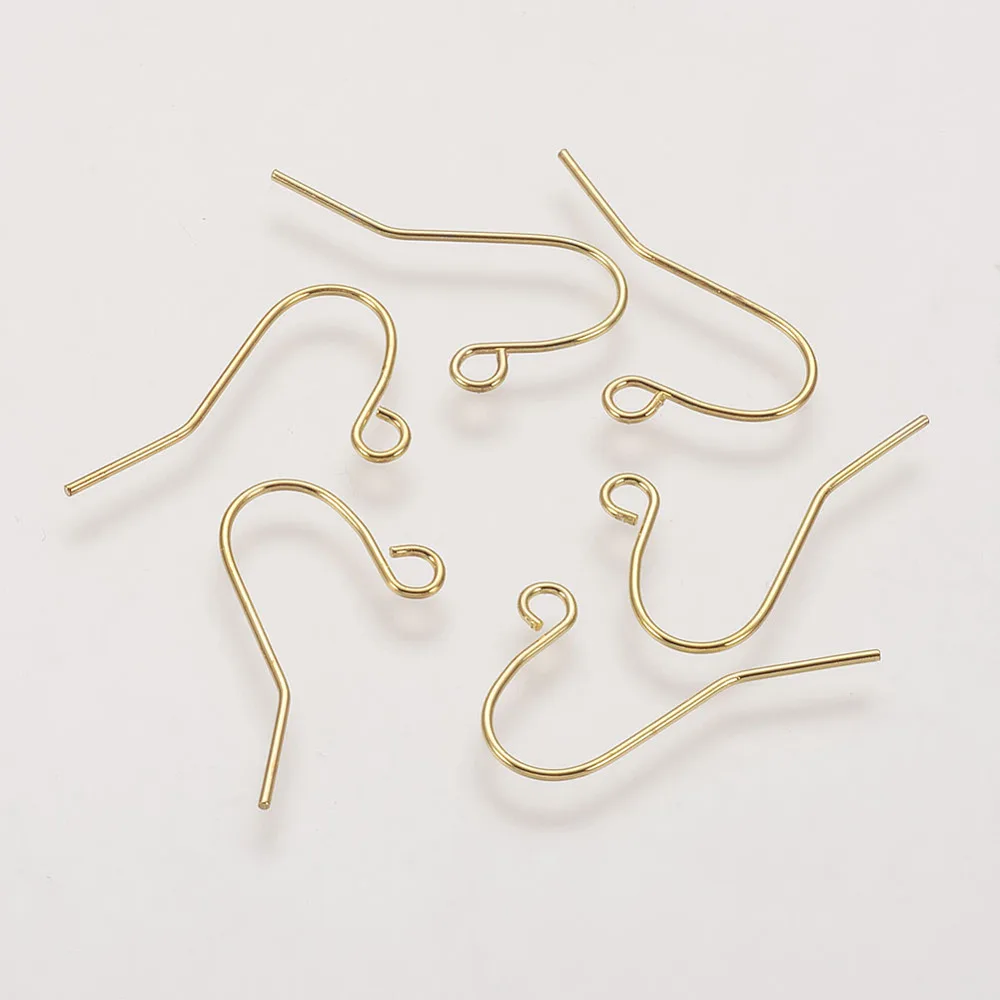 

100pc Jewelry Findings Iron Earring Hooks Nickel Free Golden 12x17mm