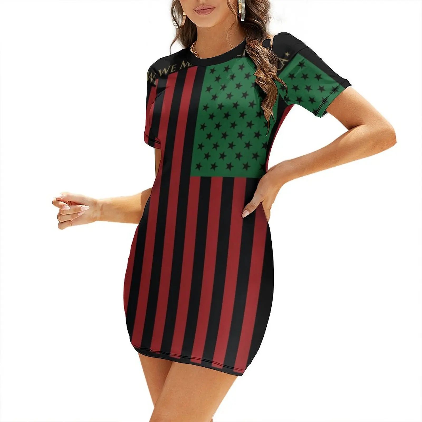 

RED BLACK AND GREEN FLAG Short Sleeved Dress ceremony dresses Dress for pregnant women evening dress women