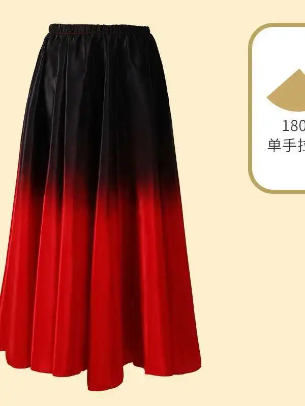 Jupe d'entraînement de danse du Xinjiang, robe de danse ouïghoure Yi, Costume de spectacle tibétain, demi-jupe, grande jupe pivotante pour adulte