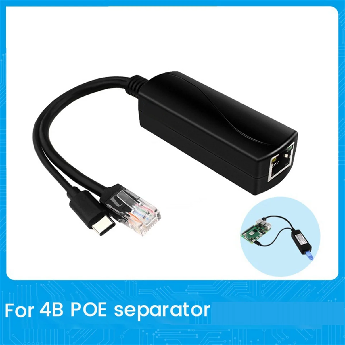 For Raspberry Pi 4B Poe Splitter 10/100/1000Mbps 5V 3A Type C Poe Splitter for Raspberry Pi