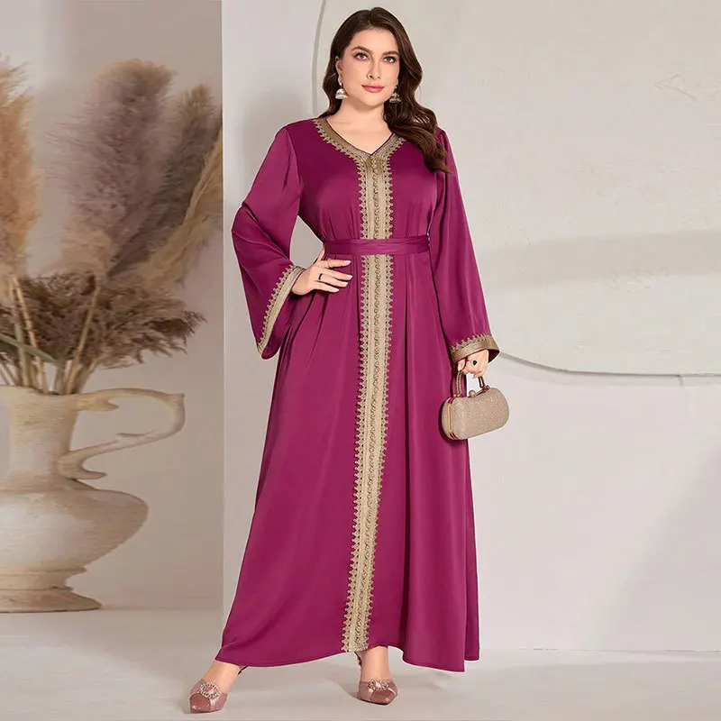 

KYP873 Large Size Long Sve Dr Elely Slimming Gown for Ladies Faionable Robe Perfect for Middle East And Cross-Border