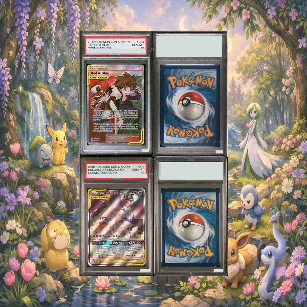 

234/236 Cosmic Eclipse: Red & Blue Ash Gary Full Art Trainer DIY Proxy PTCG Graded Collection Card GEM MT10 Holographic Labels