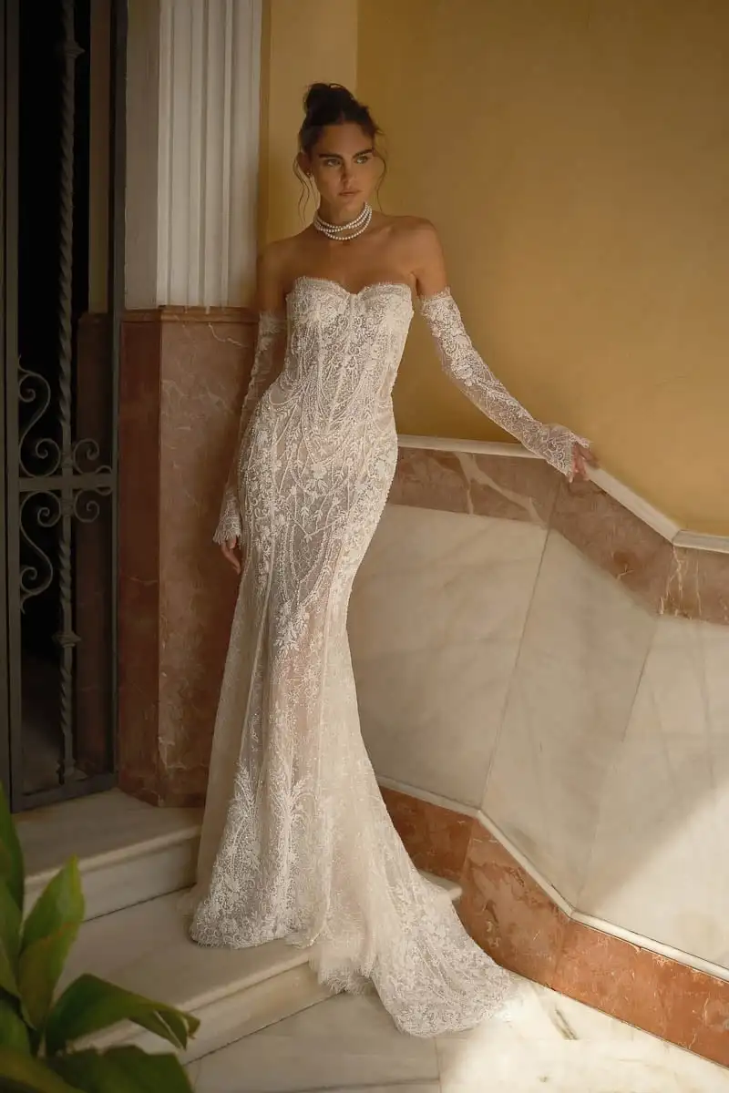 

Mermaid Wedding Dress Luxury Dresses 2025 Lace Corset Vestidos De Novia Tallas Curvy Mangas Desmontables Alta Costura Weddings