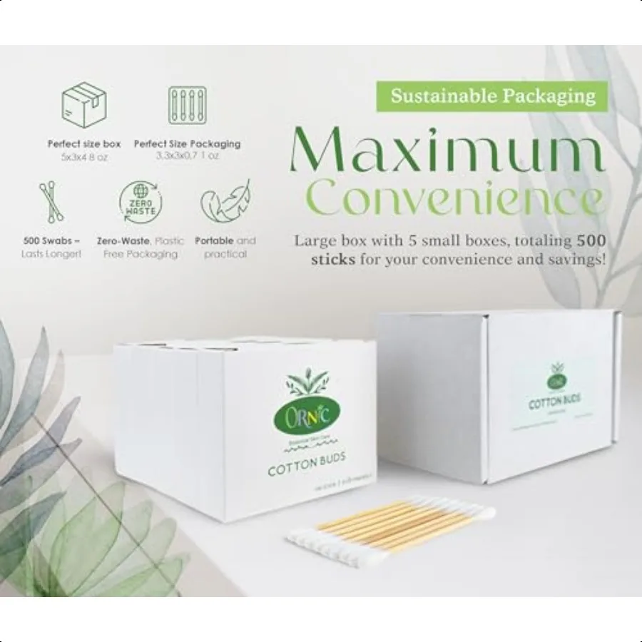 Tamponi di cotone in bambù Tamponi di cotone ecologici per la cura personale Bastoncini di cotone biodegradabili per rifiuti zero Cura personale PlasticFr