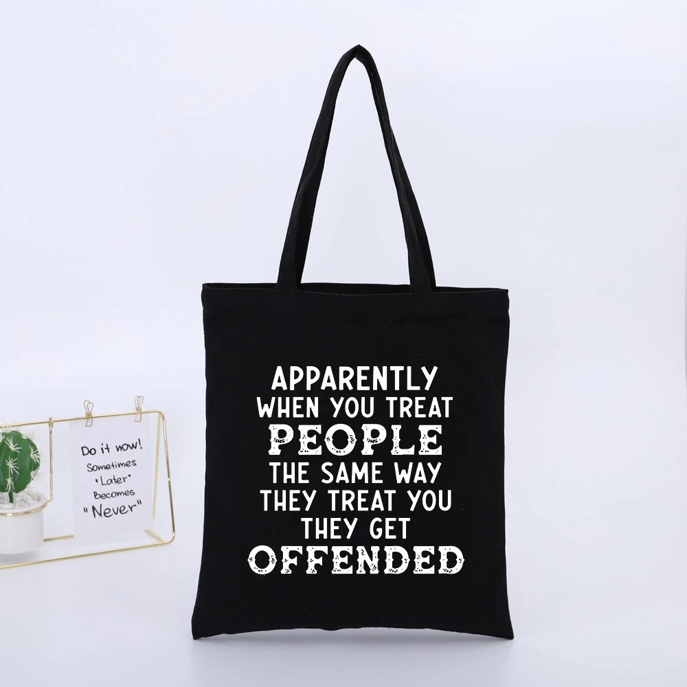 Slogan-Style Graphic Canvas Tote Bag, Casual Streetwear for Daily Shopping