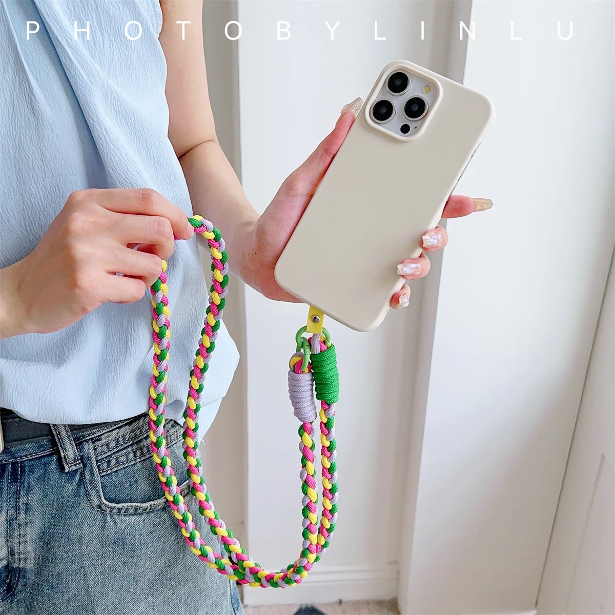 Crossbody Shoulder Straps Coloful Lanyard Keychain Key Ring Braided Rope with High Quality Replacement Patch for Accessories