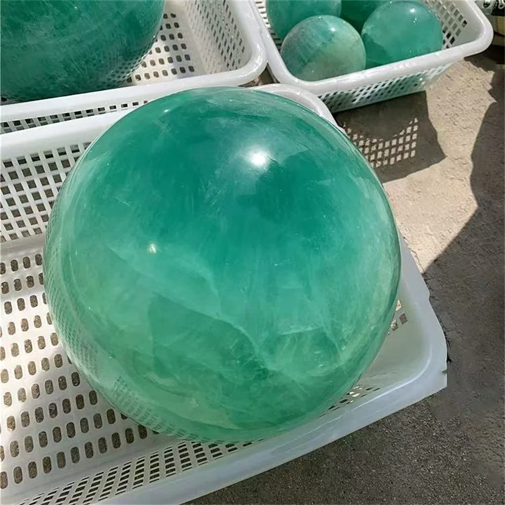 

Natural green fluorite, ball-shaped crystal quartz, has the power of healing energy, purifies and demagnetizes, is suitable for