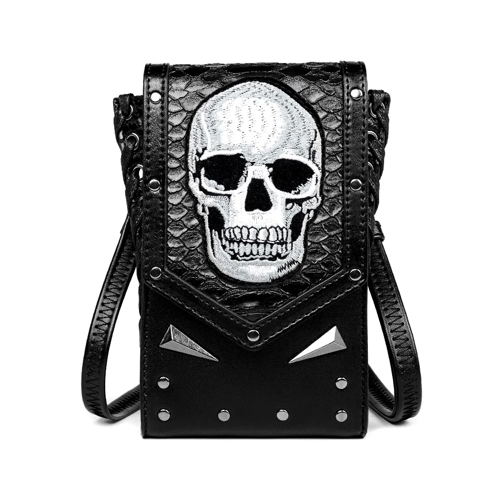 

Unisex Outdoor Skull Rivet Locomotive Bag Neutral Skull Leather Backpack Medieval Retro Steampunk Single Shoulder Messenger Bag