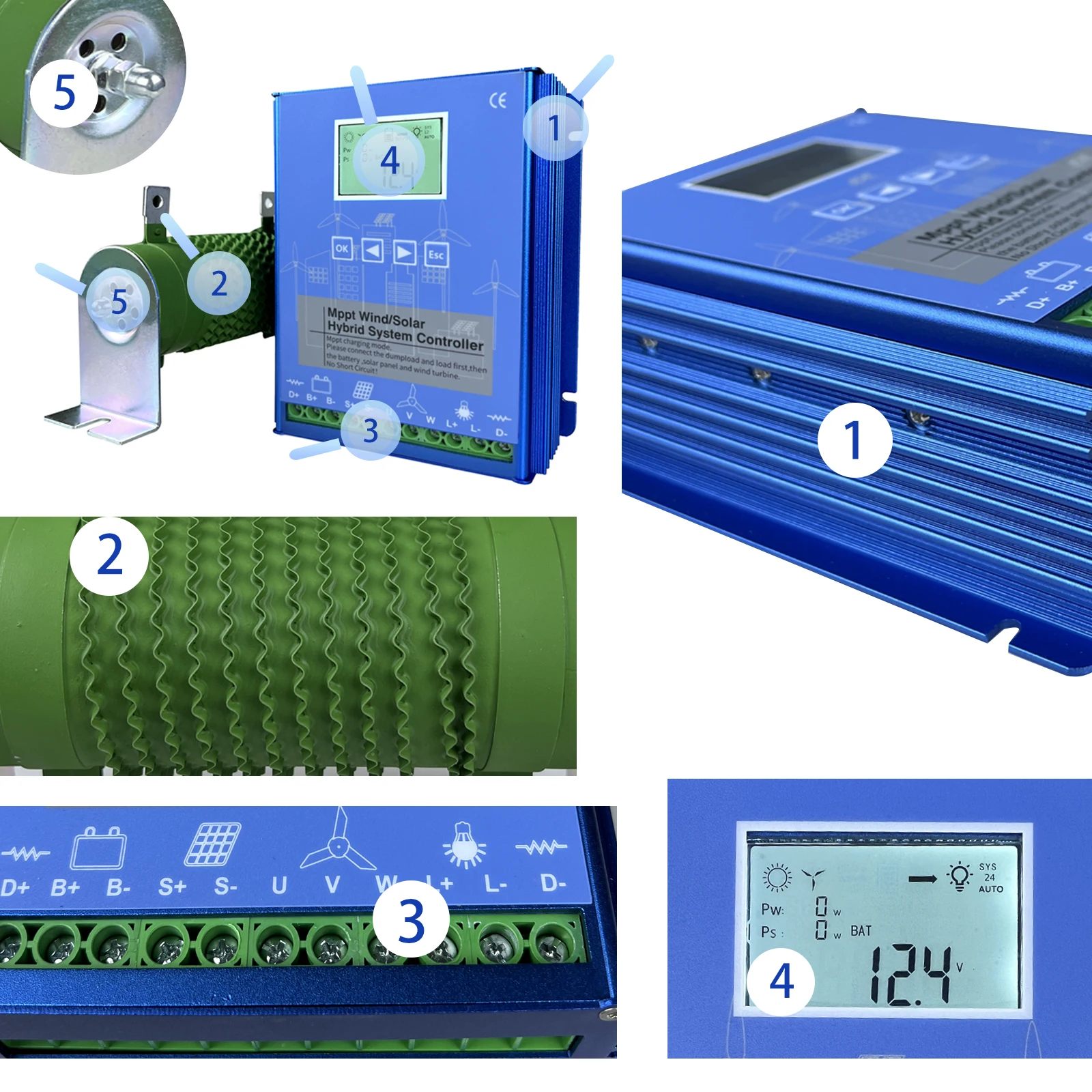 Imagem -04 - Vento Híbrido Solar Controlador de Carga Gerador de Turbina Eólica Lifepo4 Lítio Chumbo-ácido Gel Bateria 2800w 12v 24v 48v Mppt