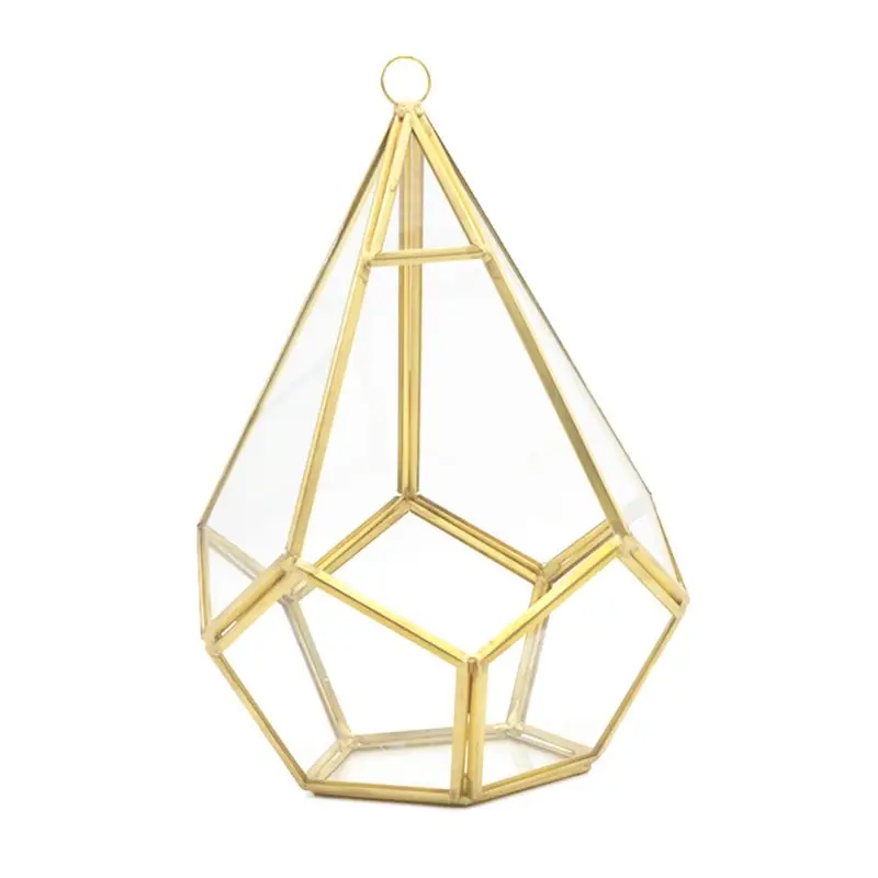 Five-sided Rhombus Glass Rack Geometric Succulents Terrarium Suitable for Desktop Decoration Large Clear Moss er