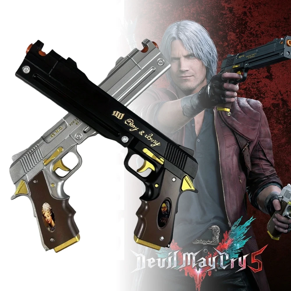 Pistola de juguete de 15 pulgadas de PU, réplica de la pistola de Dante de Devil May Cry 4, color ébano y marfil, accesorio de cosplay de anime, pistola DMC, katana japonesa original, regalo.