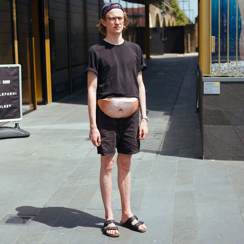 Lustige Pop Dad Bod Geld Gürtel Tasche Männer Reisetaschen Fleisch Farbe Kreative Fanny Pack Bier Fett Bauch Bum Beutel Taille Tasche – Detail 8