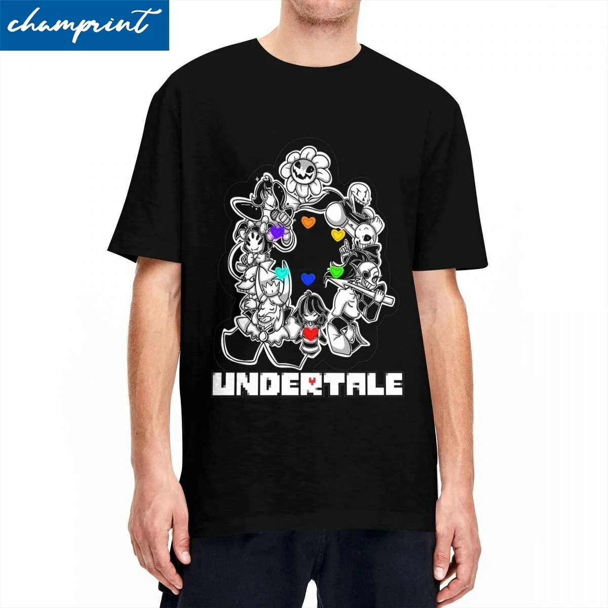 Novelty Undertale Video Game 8bits Tshirts Unisex Cotton Short Sleeve Sans Papyrus Skeleton Crewneck Clothes