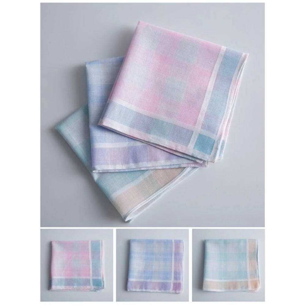 28CM/11.4-inch cotton jacquard handkerchief universal fashionable and exquisite decoration thin version Random Color 3/6/12Pcs