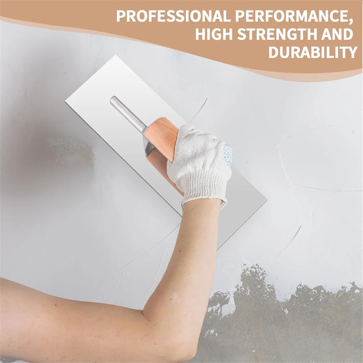 A83Z 3 Piece Drywall Trowel, Masonry Trowel Set -Wooden Handle, for Concrete Cement Plastering Construction Tool