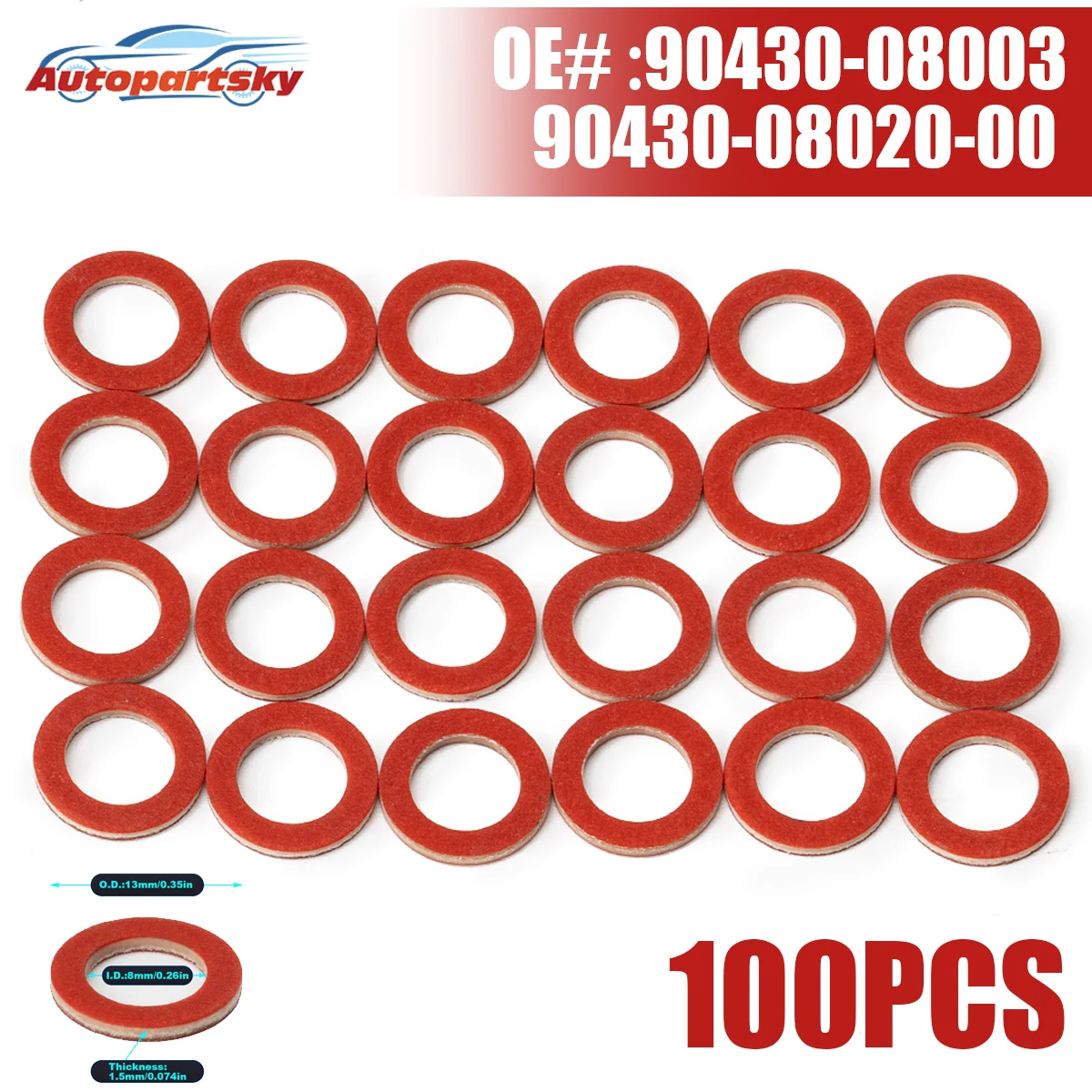 100 X Outboard Lower Unit Oil Drain Gasket 90430-08020-00 90430-08003 For Yamaha 1984 and Newer Models and Components 9043008003