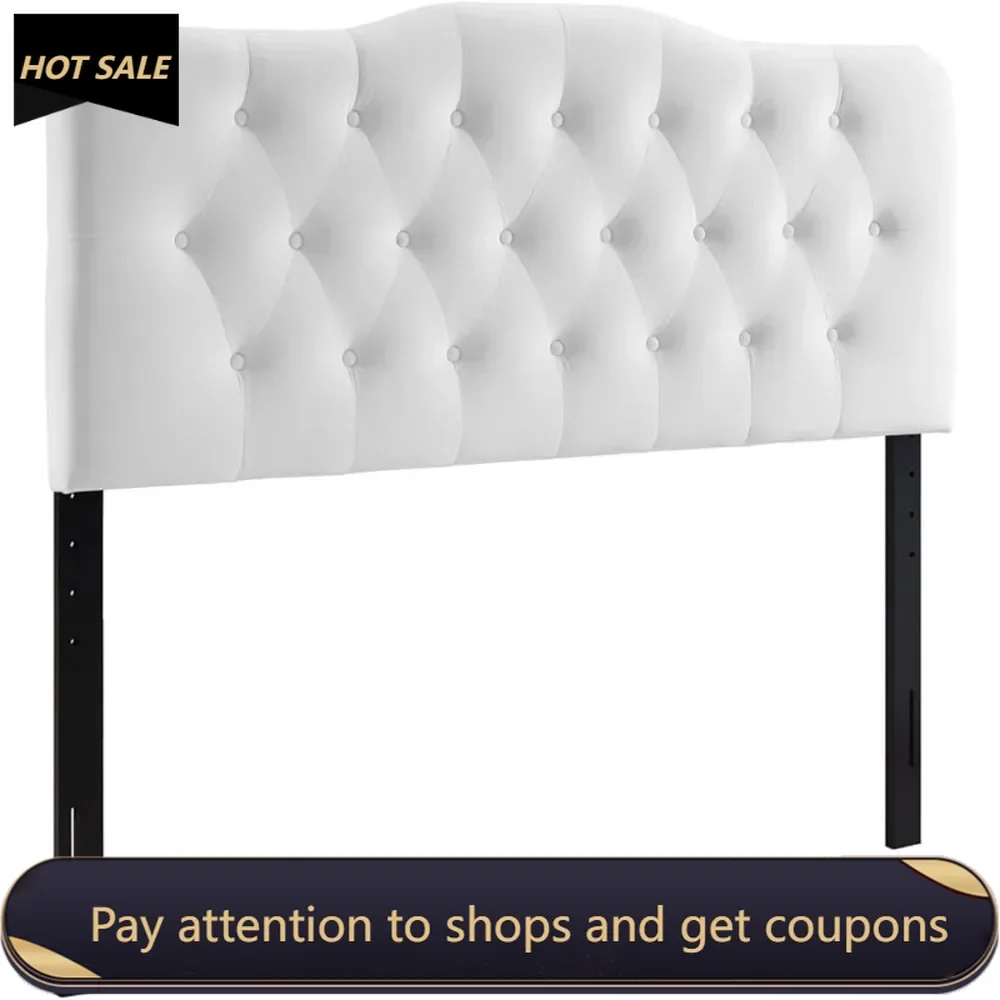 Diamond Tufted Performance Velvet Full Headboard in White Freight Free Single Bed Headboard for Wall Headboards for Beds Double