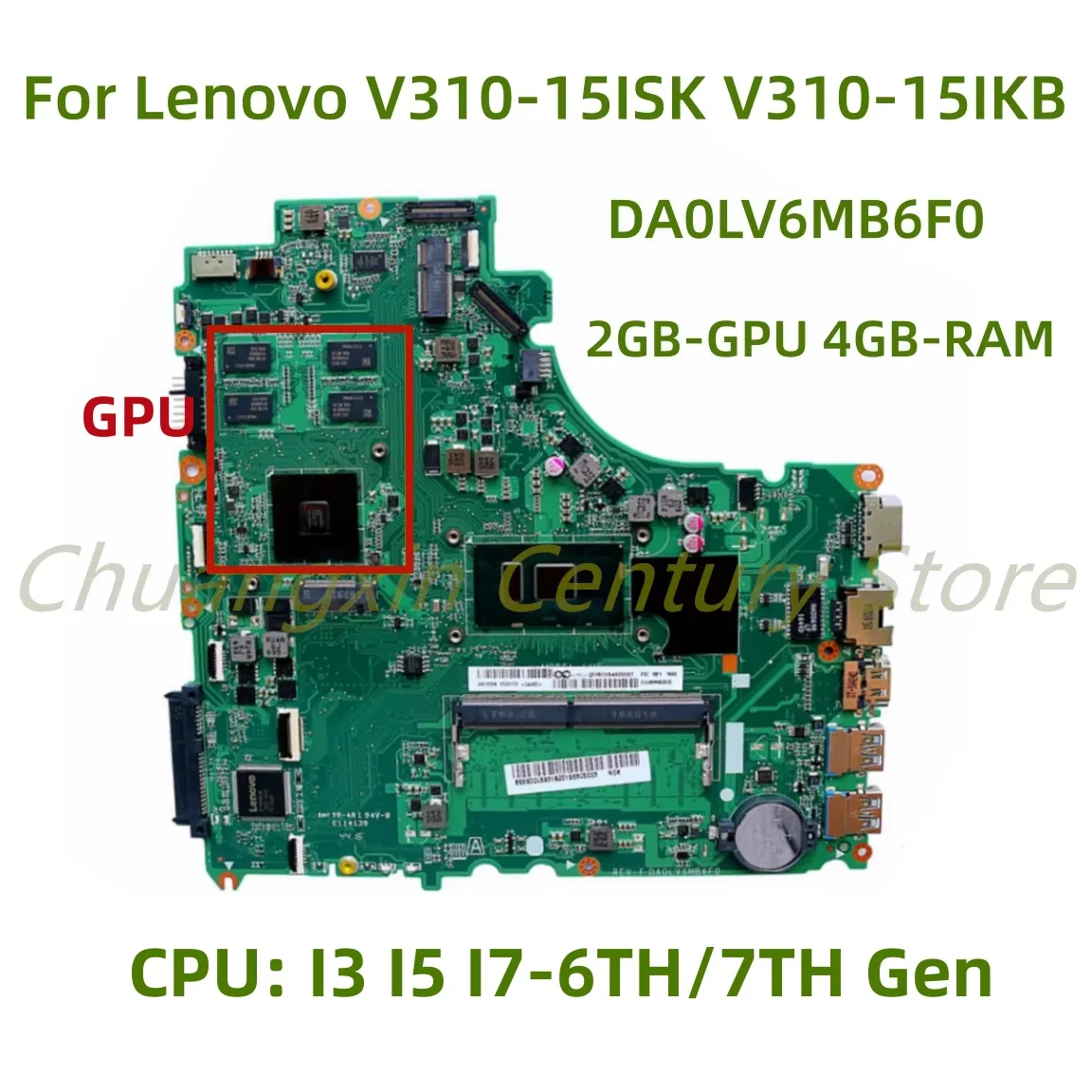 Suitable for Lenovo V310-15ISK V310-15IKB V510-15IKB Laptop motherboard DA0LV6MB6F0 with I3 I5 I7 CPU 2GB-GPU 4GB-RAM 100% Test