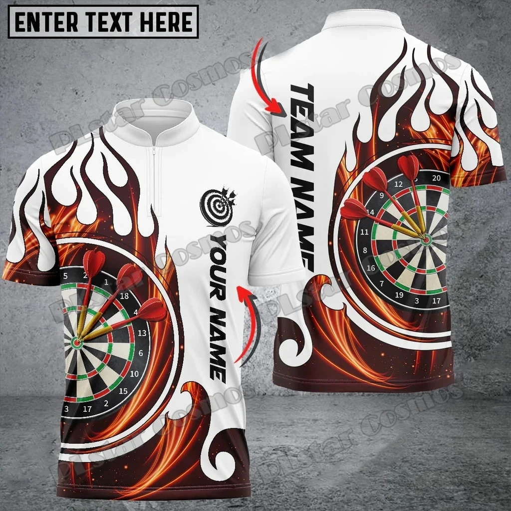 Fashion Men's Summer Polo Shirt Fire Blaster Darts Customized Name 3D Print Zipper Polo Knit Unisex Casual Polo Knit Q007