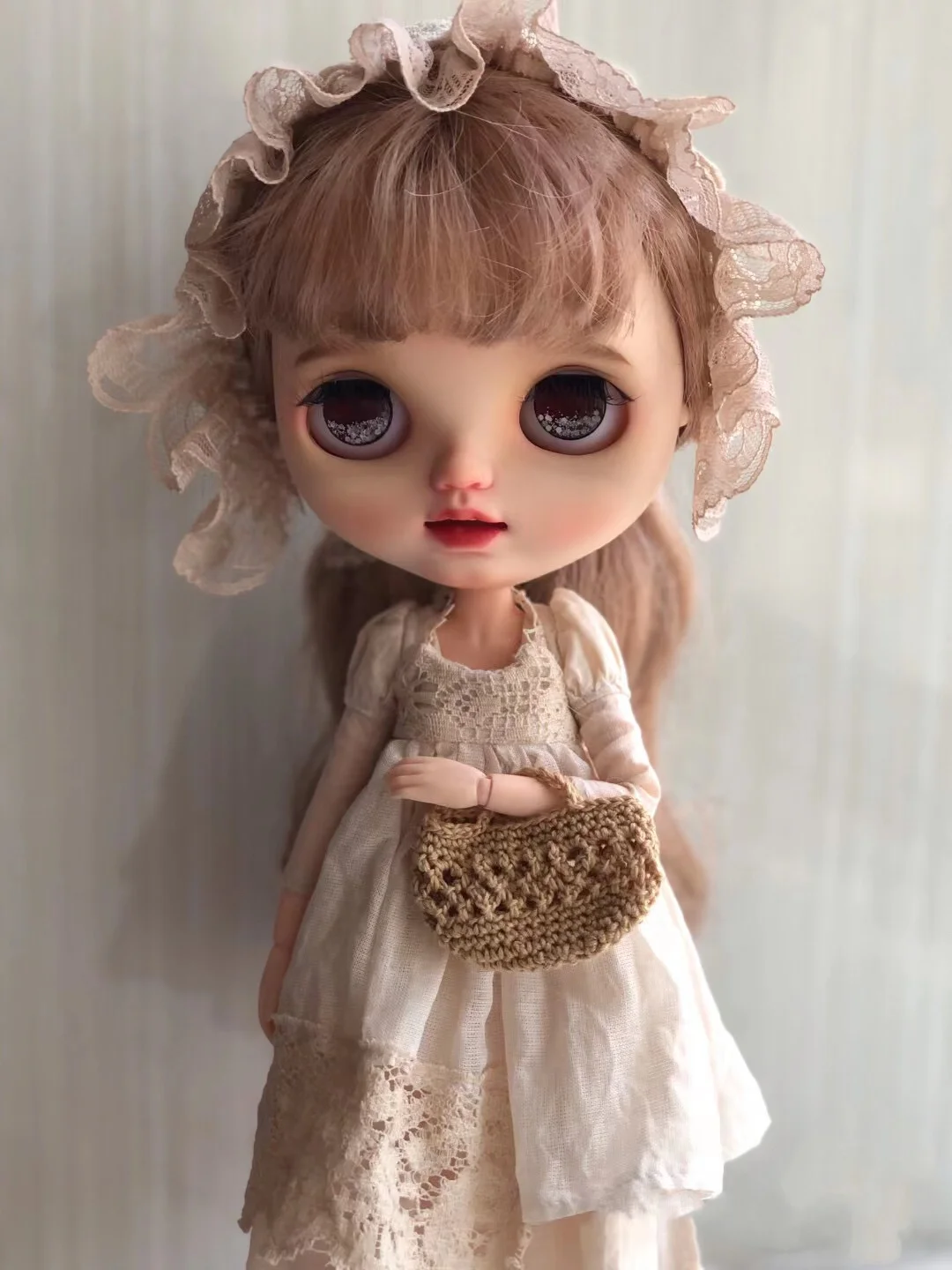 Four-piece set BJD Blythe Clothes Tea dyed pure lace skirt suit dress 1/6 30cm Dolls (Fit for Pullip,Ob24, Licca)