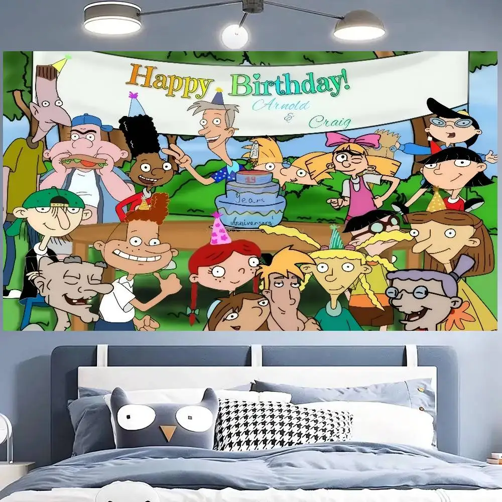 Dibujos animados: ¡Hola, divertido, Arnold! Fondo de Cumpleaños para Fotografía, Telón de Fondo para Cenas, Pancarta para Fiestas, Tela de Fondo para Estudio Fotográfico