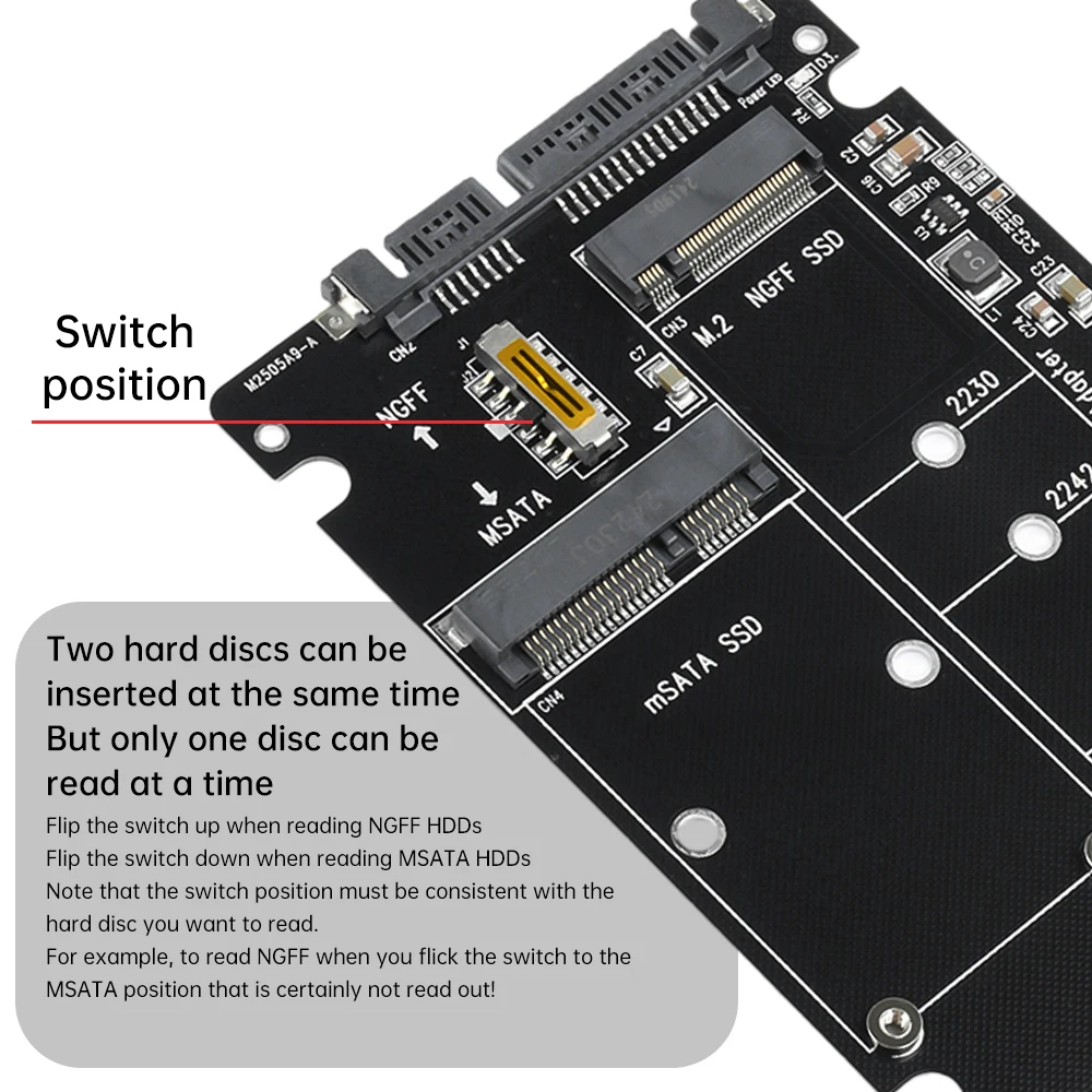 Custodia per disco rigido esterno M. 2 SSD a SATA 3.0 Adattatore NGFF da MSA a seriale Convertitore M.2/SATA 2in1 a doppio scopo
