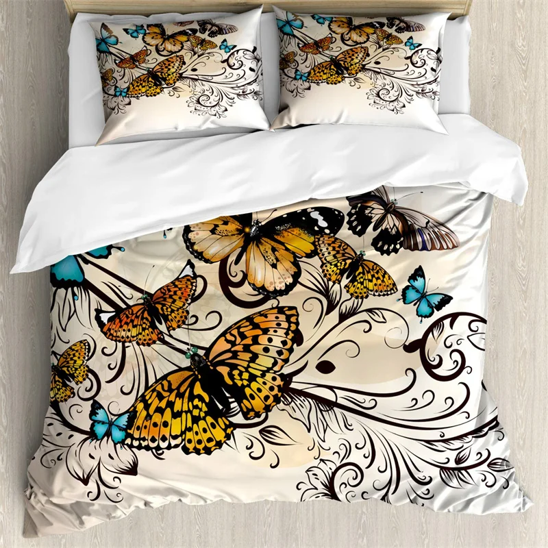

Butterfly Duvet Cover Romantic Spring Theme Bedding Set Colorful Flying Butterflies Quilt Cover Twin Full For Girls Teen Deocr