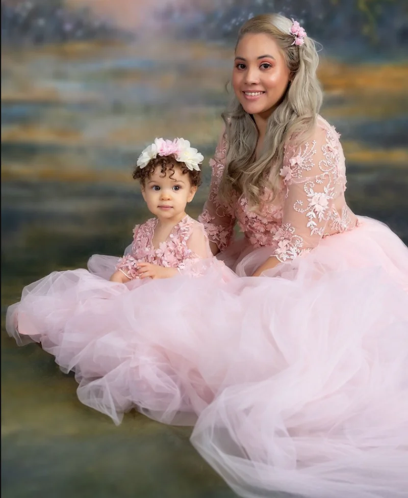 

Pink Two Pieces Matching Mother Daughter Gowns Girls Birthday Party Photo Session Wedding Guest Mommy And Me Special Day