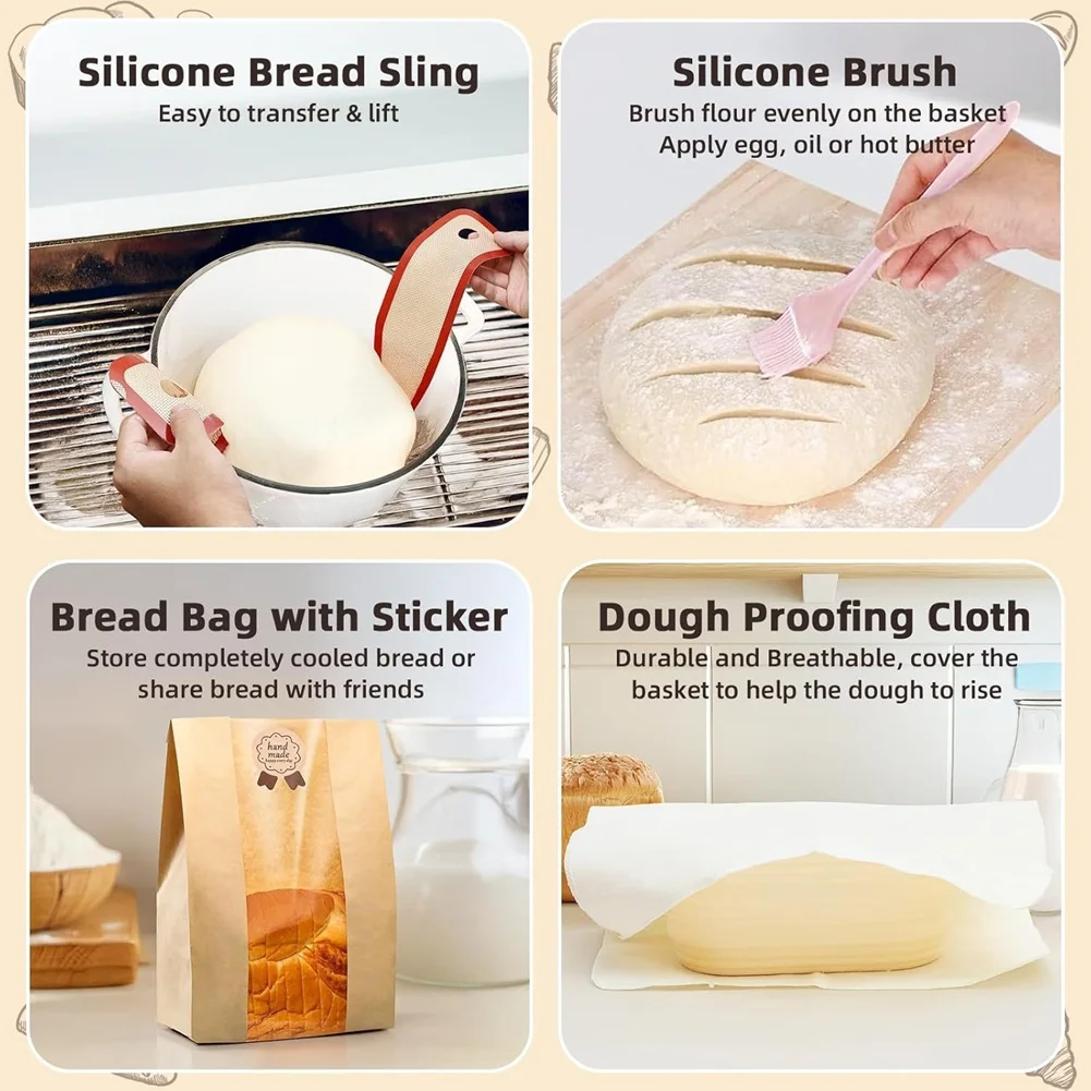Culture Kit, Including Fermentation Basket, Round Fermentation Basket, Baking Mixer, and Egg Beater.