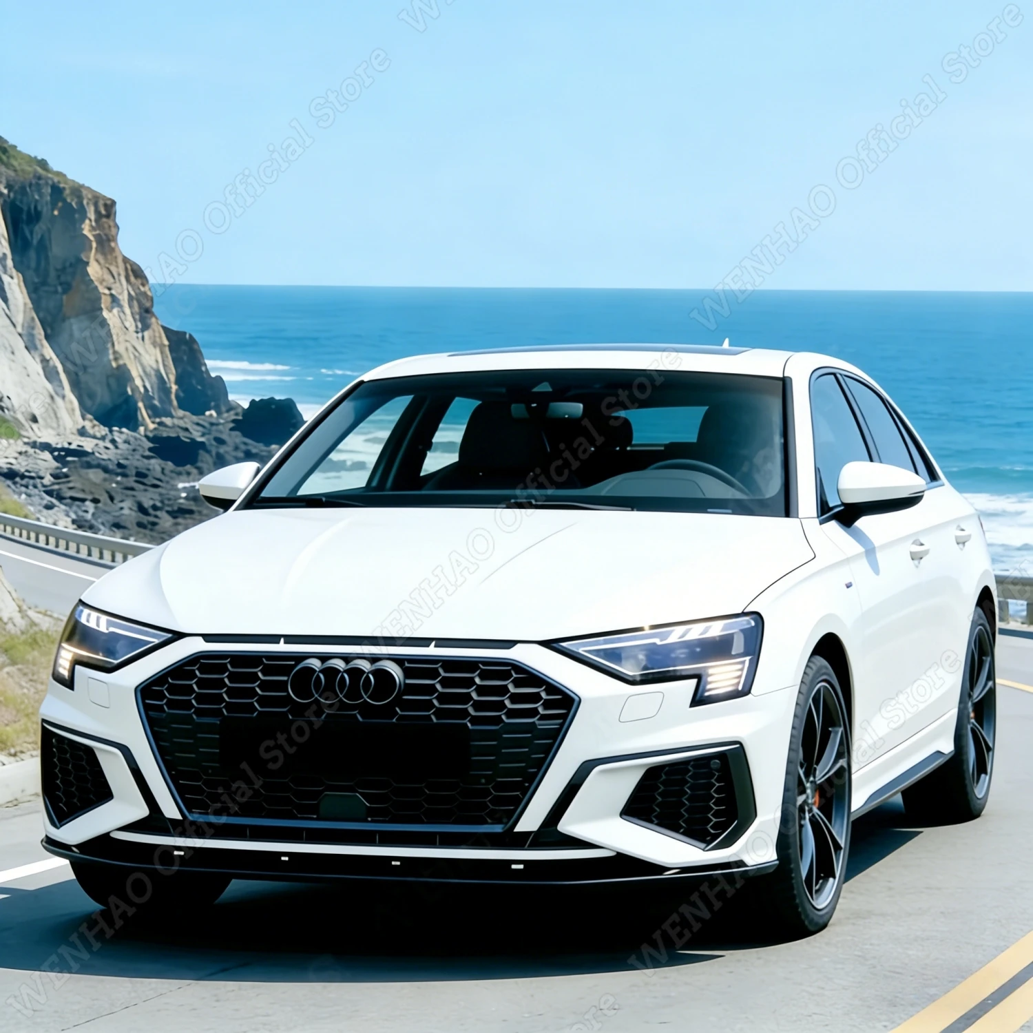 

3Pcs Gloss Black Car Front Bumper Lip Splitter For Audi A3 S-Line S3 8Y TDI TFSI Saloon Sportback 2021-2024 Tuning Trim Bodykits