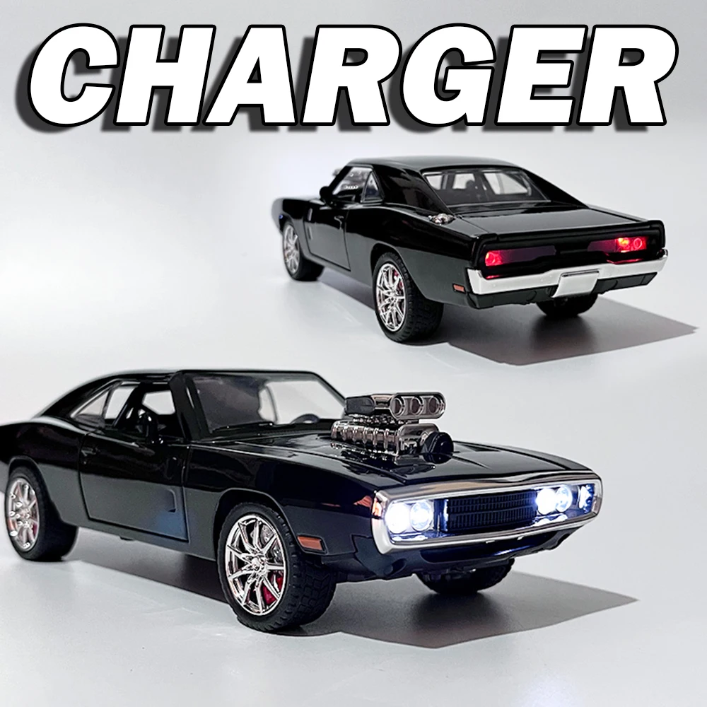 1:24 Charger Legierung Druckguss-Automodell Spielzeug Mini-Fahrzeuge 4 Türen zu öffnen Rückziehfunktion Sound- und Lichtsimulation Spielzeugautos als Geschenke