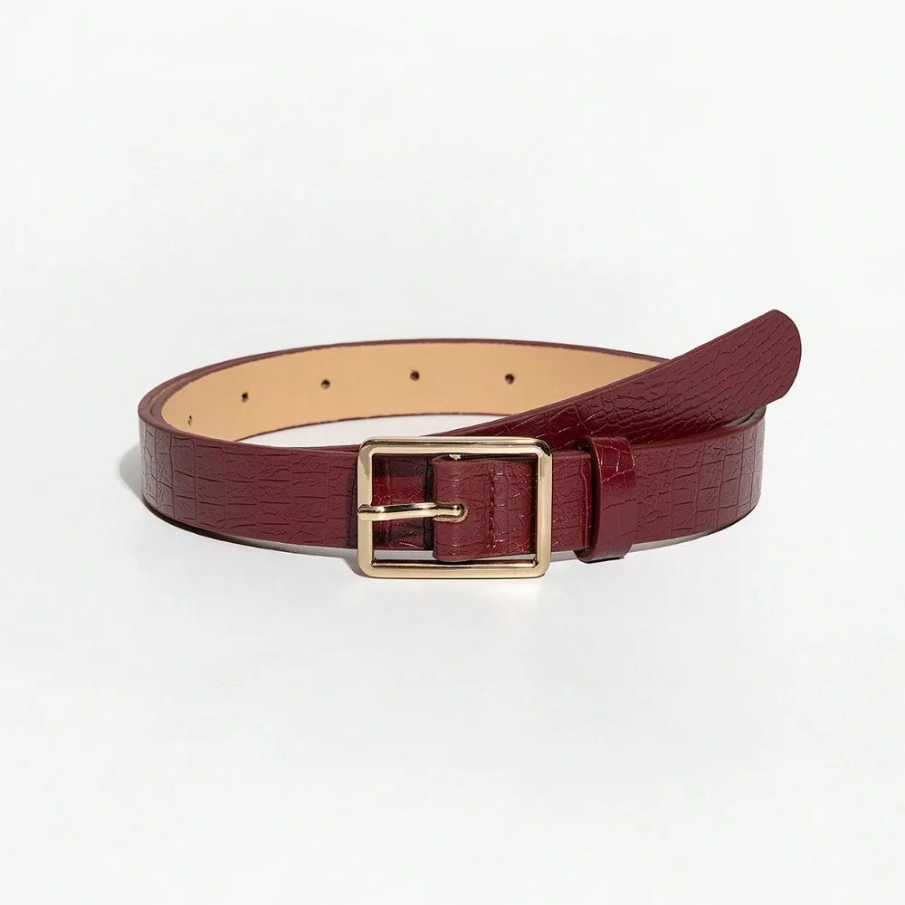 Light Luxury Retro Metal Needle Buckle Wine Red Crocodile Patterned Belt Versatile Accessory Belt Suitable for Daily Travel Use