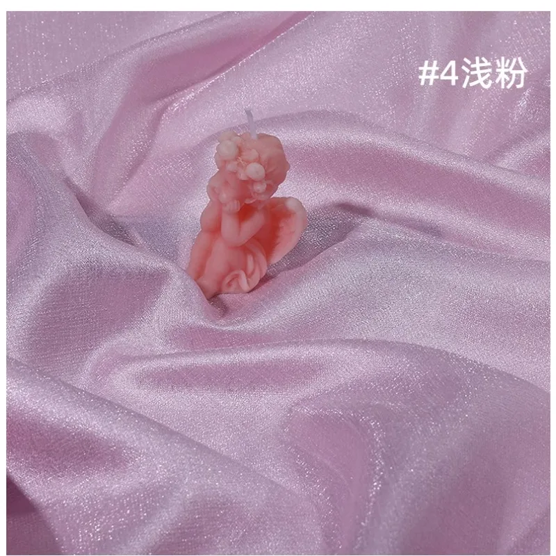 Satin Glitter Fabric By The Meter for Needlework Clothes Dress Decoration Bags Diy Sewing Designer Cloth Smooth Breathable White