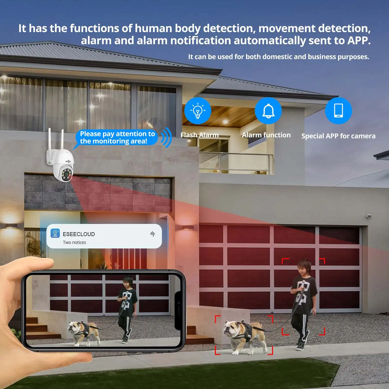 Hiseeu 8CH Wireless CCTV Surveillance Camera System 5MP PTZ WiFi Camera with 12-inch Monitor Color Night Vision Two-way Audio Se