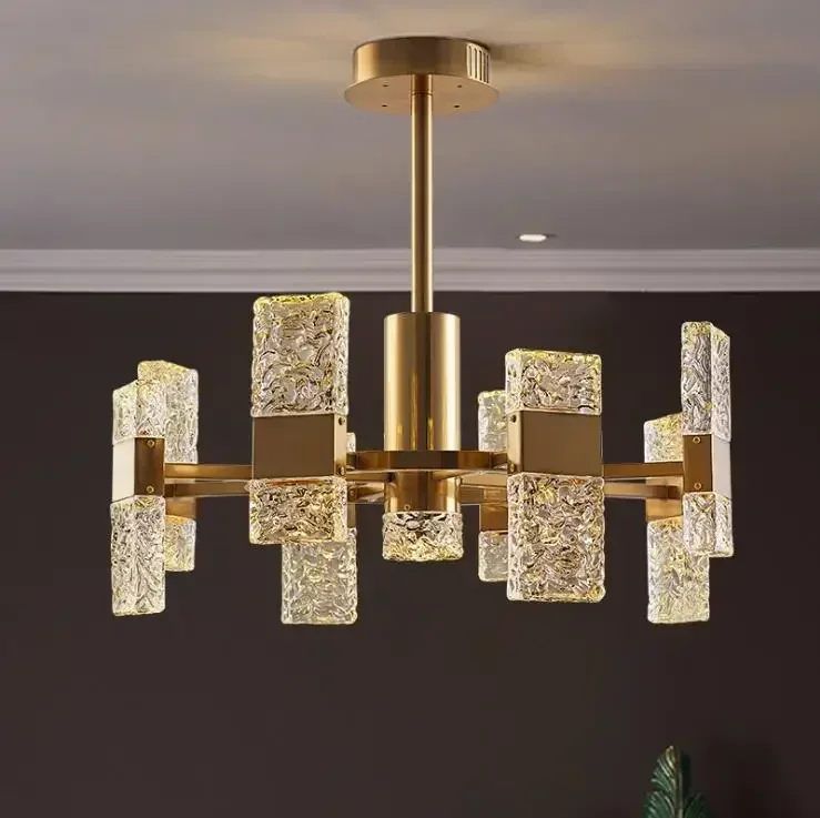 

Designer Decorative Lamp Luxury Modern LED BIG Zise and Square Crystal Chandelier Nordic Living Room Bedroom Dining Lighting