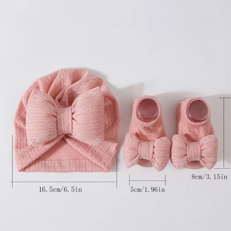 Summer Thin Indian Caps for Baby Girls Bowknot Socks Set Newborn Socks & Hat Set Lightweight for Fashionable Wear H37A