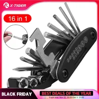 X-TIGER Bike Repair Tool Kits 16 in 1 Bicycle Multitool Bike Tire Levers Hex Spoke Wrench 2/2.5/3/4/5/6mm Folding Metric Repaire