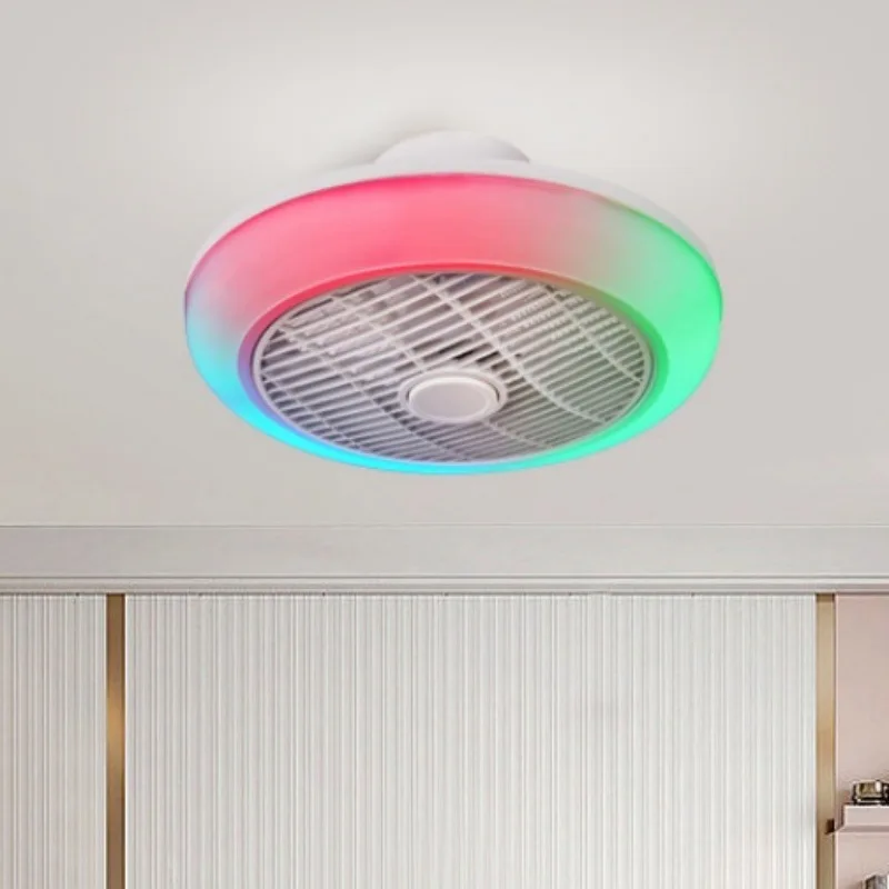 Imagem -02 - Quarto Rgb Ventilador de Teto Luz Casa Decro Led Luz de Teto com Ventilador Inteligente App Bluetooth Música Alto-falante Invisível Ventilador Luz