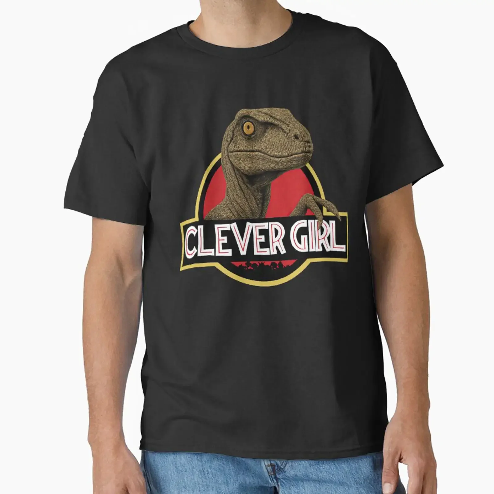 Clever Girl Retro Velociraptor Parody Design Classic T Shirt vintage Washed Stretched graphic Casual Comfortable